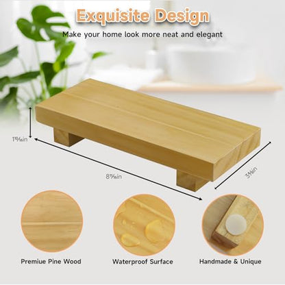 Wood Pedestal Stand Risers 8.7''x3.5'' Small Wooden Riser Soap Stand for Table Countertop Kitchen Sink
