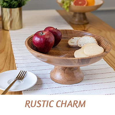 Acacia Wood Fruit Bowl for Kitchen Counter 12" Large