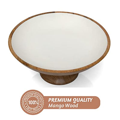 Acacia Wood Fruit Bowl for Kitchen Counter 12" Large