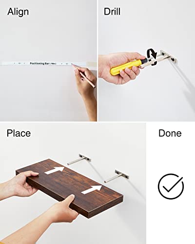 Floating Wood Shelves - Wall Mounted, for Kitchen, with 22lbs Capacity Set of 3