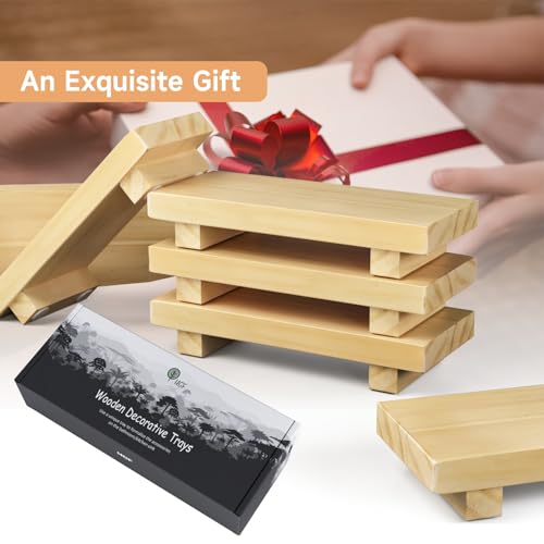 Wood Pedestal Stand Risers 8.7''x3.5'' Small Wooden Riser Soap Stand for Table Countertop Kitchen Sink