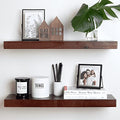 Floating Wooden Shelves for Kitchen Wall Mounted - Thick Industrial Kitchen Wood Shelf Set of 2