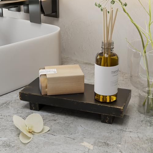 Wood Pedestal Stand Risers 8.7''x3.5'' Small Wooden Riser Soap Stand for Table Countertop Kitchen Sink