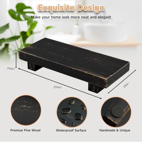 Wood Pedestal Stand Risers 8.7''x3.5'' Small Wooden Riser Soap Stand for Table Countertop Kitchen Sink
