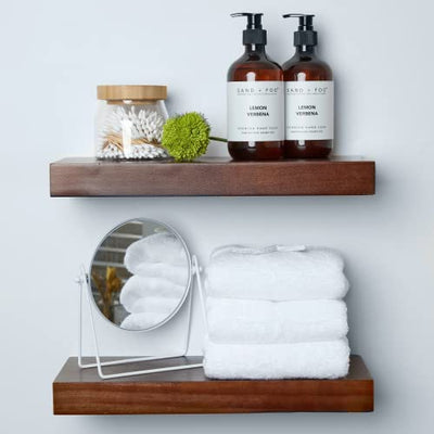 Floating Wooden Shelves for Kitchen Wall Mounted - Thick Industrial Kitchen Wood Shelf Set of 2