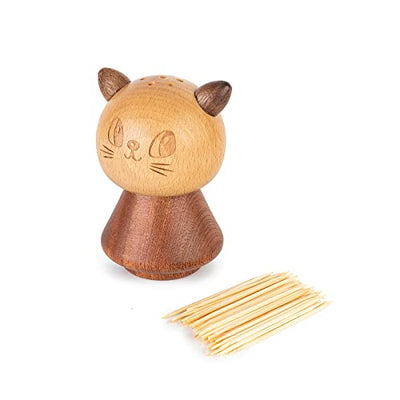 Wood Cute Mushroom Toothpick Holder Container Home Kitchen Dining Room (with toothpicks)