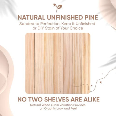 Floating Wooden Shelves for Kitchen Wall Mounted - Thick Industrial Kitchen Wood Shelf Set of 2