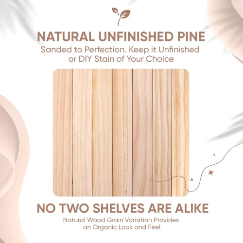 Floating Wooden Shelves for Kitchen Wall Mounted - Thick Industrial Kitchen Wood Shelf Set of 2