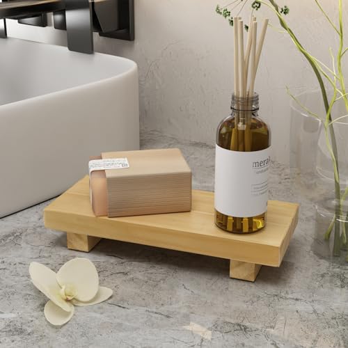 Wood Pedestal Stand Risers 8.7''x3.5'' Small Wooden Riser Soap Stand for Table Countertop Kitchen Sink
