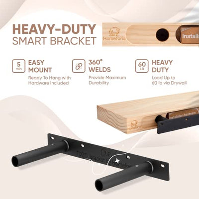 Floating Wooden Shelves for Kitchen Wall Mounted - Thick Industrial Kitchen Wood Shelf Set of 2