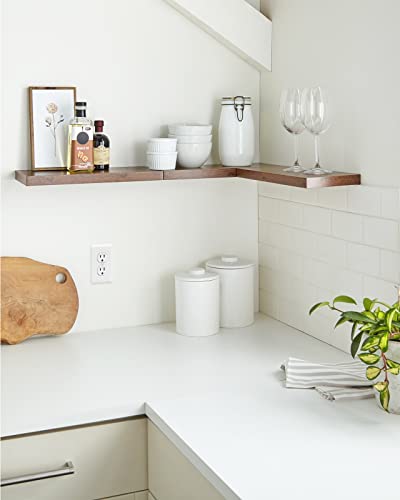 Floating Wood Shelves - Wall Mounted, for Kitchen, with 22lbs Capacity Set of 3