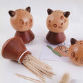 Wood Cute Mushroom Toothpick Holder Container Home Kitchen Dining Room (with toothpicks)