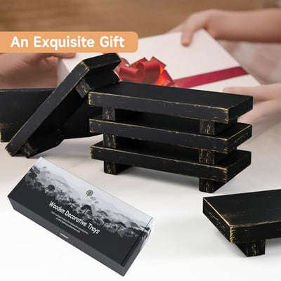 Wood Pedestal Stand Risers 8.7''x3.5'' Small Wooden Riser Soap Stand for Table Countertop Kitchen Sink