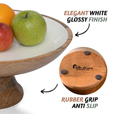Acacia Wood Fruit Bowl for Kitchen Counter 12" Large