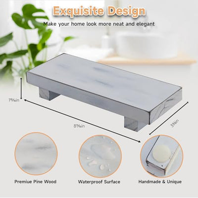 Wood Pedestal Stand Risers 8.7''x3.5'' Small Wooden Riser Soap Stand for Table Countertop Kitchen Sink