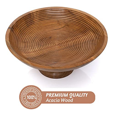 Acacia Wood Fruit Bowl for Kitchen Counter 12" Large