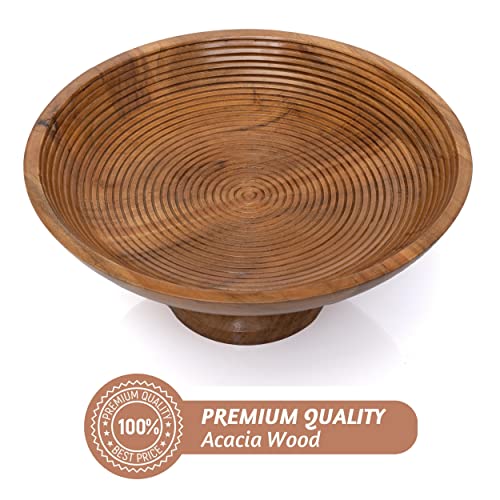 Acacia Wood Fruit Bowl for Kitchen Counter 12" Large