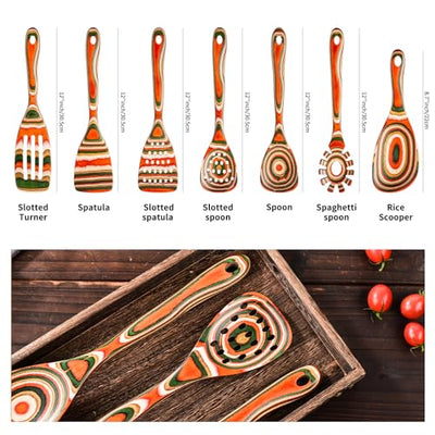 7-Piece wood Utensils Set, Durable, Eco-Friendly, Wooden Spoons for cooking, Kitchen Tool