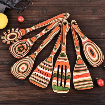 7-Piece wood Utensils Set, Durable, Eco-Friendly, Wooden Spoons for cooking, Kitchen Tool