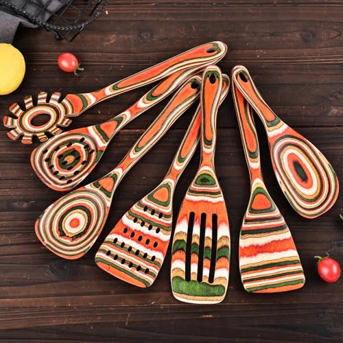 7-Piece wood Utensils Set, Durable, Eco-Friendly, Wooden Spoons for cooking, Kitchen Tool