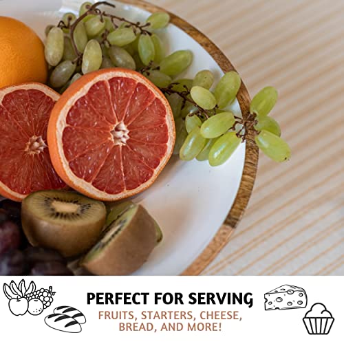 Acacia Wood Fruit Bowl for Kitchen Counter 12" Large