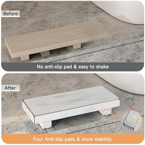 Wood Pedestal Stand Risers 8.7''x3.5'' Small Wooden Riser Soap Stand for Table Countertop Kitchen Sink