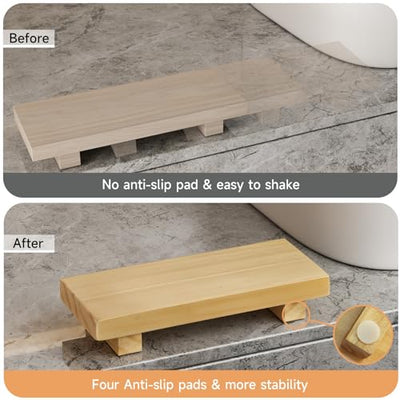 Wood Pedestal Stand Risers 8.7''x3.5'' Small Wooden Riser Soap Stand for Table Countertop Kitchen Sink