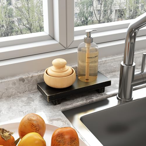 Wood Pedestal Stand Risers 8.7''x3.5'' Small Wooden Riser Soap Stand for Table Countertop Kitchen Sink
