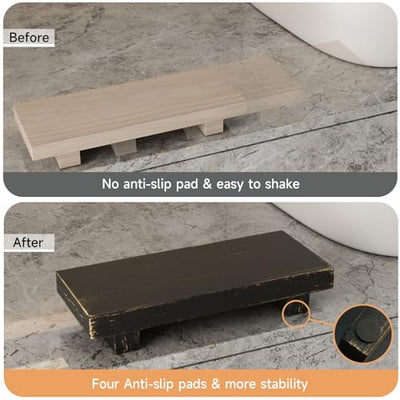 Wood Pedestal Stand Risers 8.7''x3.5'' Small Wooden Riser Soap Stand for Table Countertop Kitchen Sink