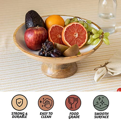 Acacia Wood Fruit Bowl for Kitchen Counter 12" Large