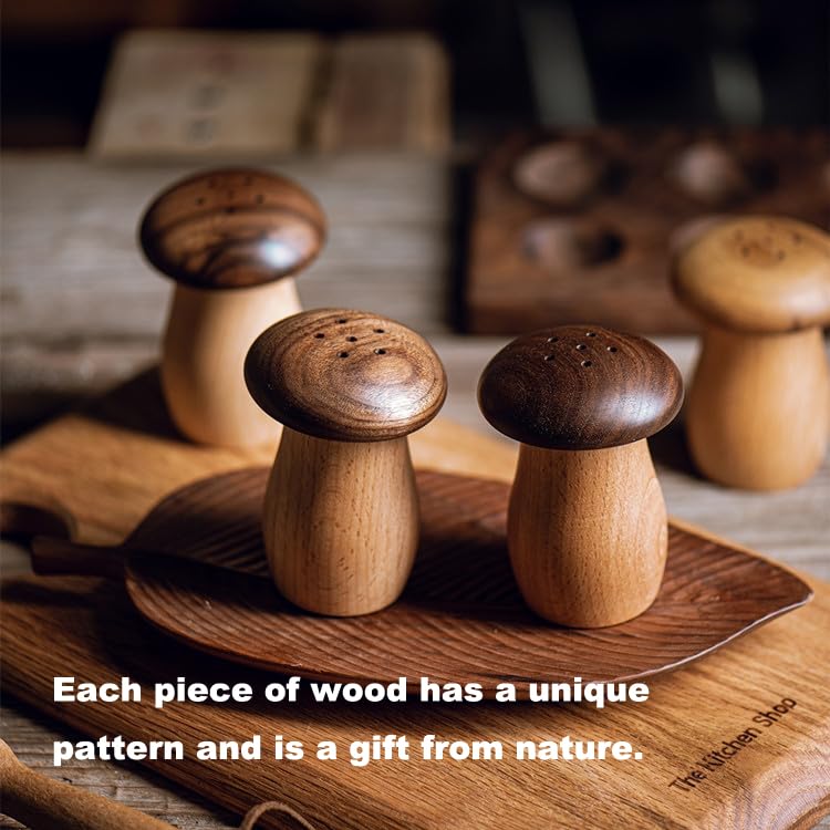 Wood Cute Mushroom Toothpick Holder Container Home Kitchen Dining Room (with toothpicks)