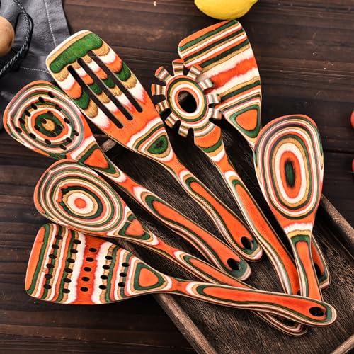 7-Piece wood Utensils Set, Durable, Eco-Friendly, Wooden Spoons for cooking, Kitchen Tool