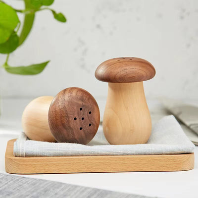 Wood Cute Mushroom Toothpick Holder Container Home Kitchen Dining Room (with toothpicks)