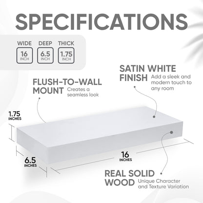 Floating Wooden Shelves for Kitchen Wall Mounted - Thick Industrial Kitchen Wood Shelf Set of 2