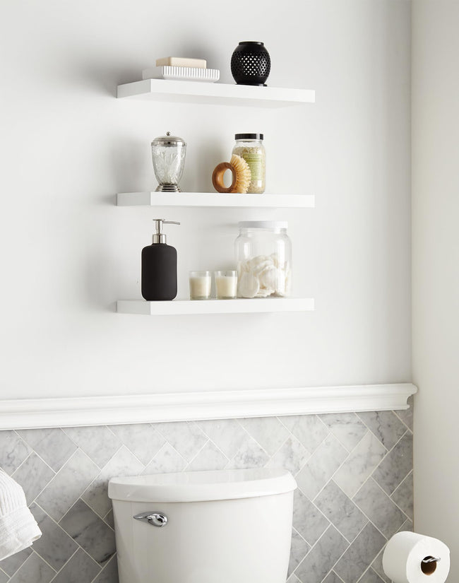 Floating Wood Shelves - Wall Mounted, for Kitchen, with 22lbs Capacity Set of 3