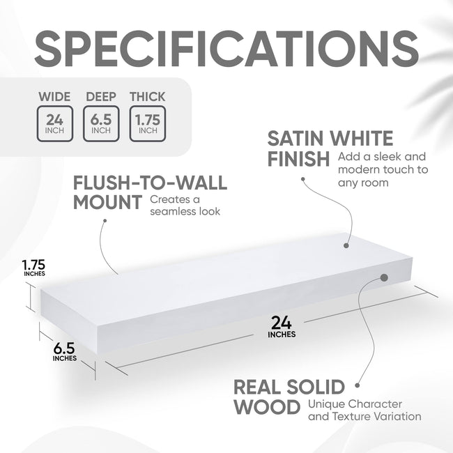 Floating Wooden Shelves for Kitchen Wall Mounted - Thick Industrial Kitchen Wood Shelf Set of 2