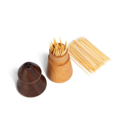 Wood Cute Mushroom Toothpick Holder Container Home Kitchen Dining Room (with toothpicks)
