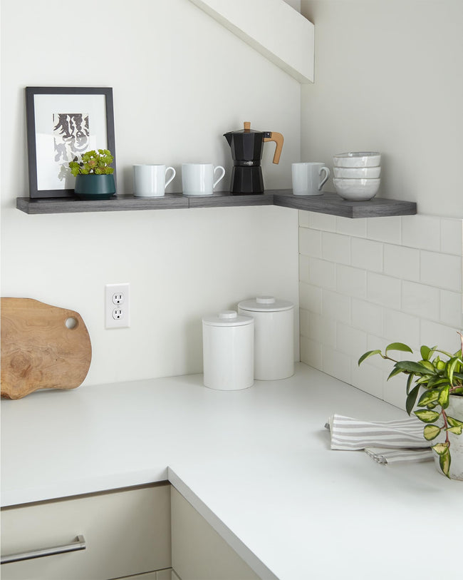 Floating Wood Shelves - Wall Mounted, for Kitchen, with 22lbs Capacity Set of 3