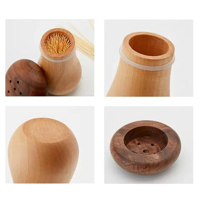 Wood Cute Mushroom Toothpick Holder Container Home Kitchen Dining Room (with toothpicks)