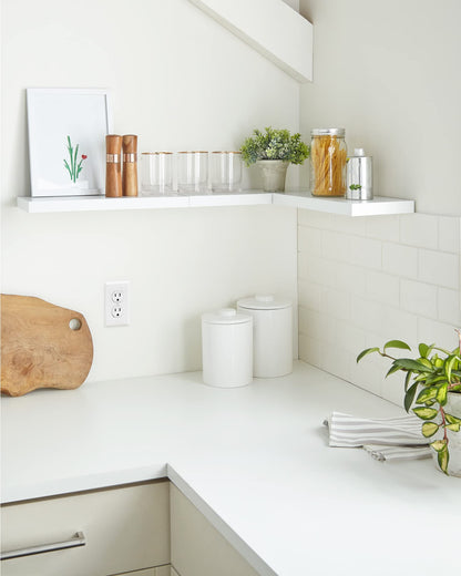 Floating Wood Shelves - Wall Mounted, for Kitchen, with 22lbs Capacity Set of 3