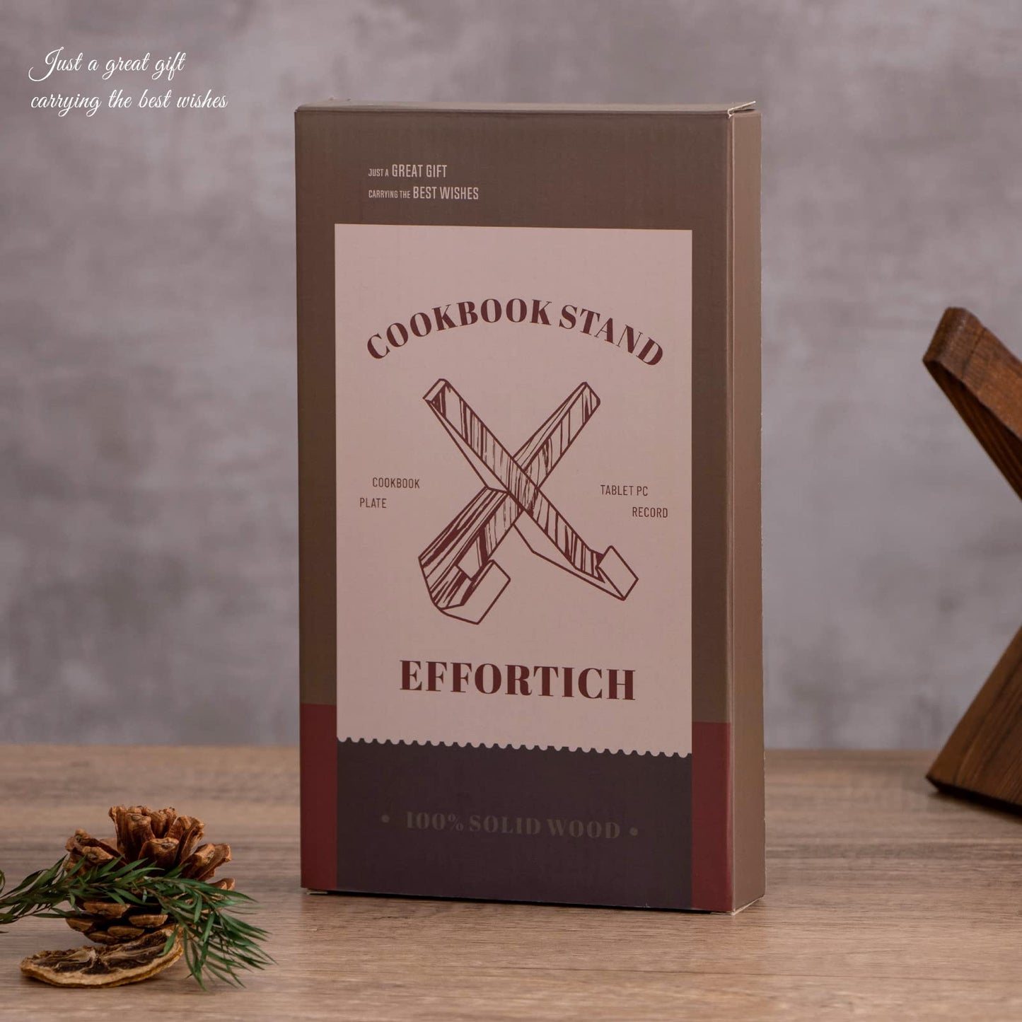 Cookbook Stand, Wooden Recipe Book Holder, Cook Book Stand for Kitchen Counter