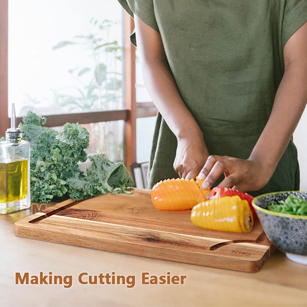 Acacia Wood Cutting Board Set with Juice Groove (3 Pieces), 15x10