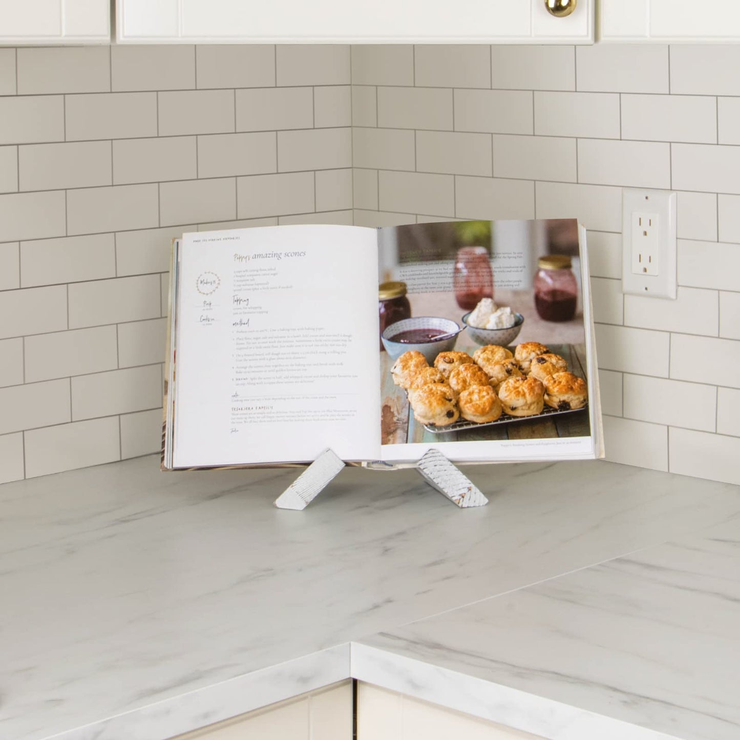 Cookbook Stand, Wooden Recipe Book Holder, Cook Book Stand for Kitchen Counter