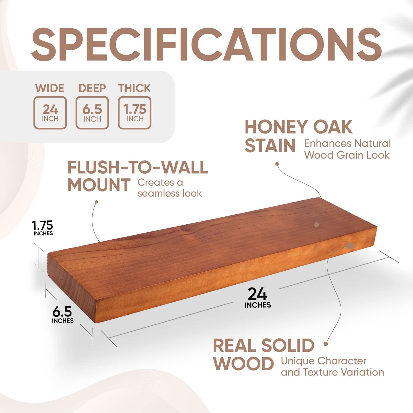 Floating Wooden Shelves for Kitchen Wall Mounted - Thick Industrial Kitchen Wood Shelf Set of 2
