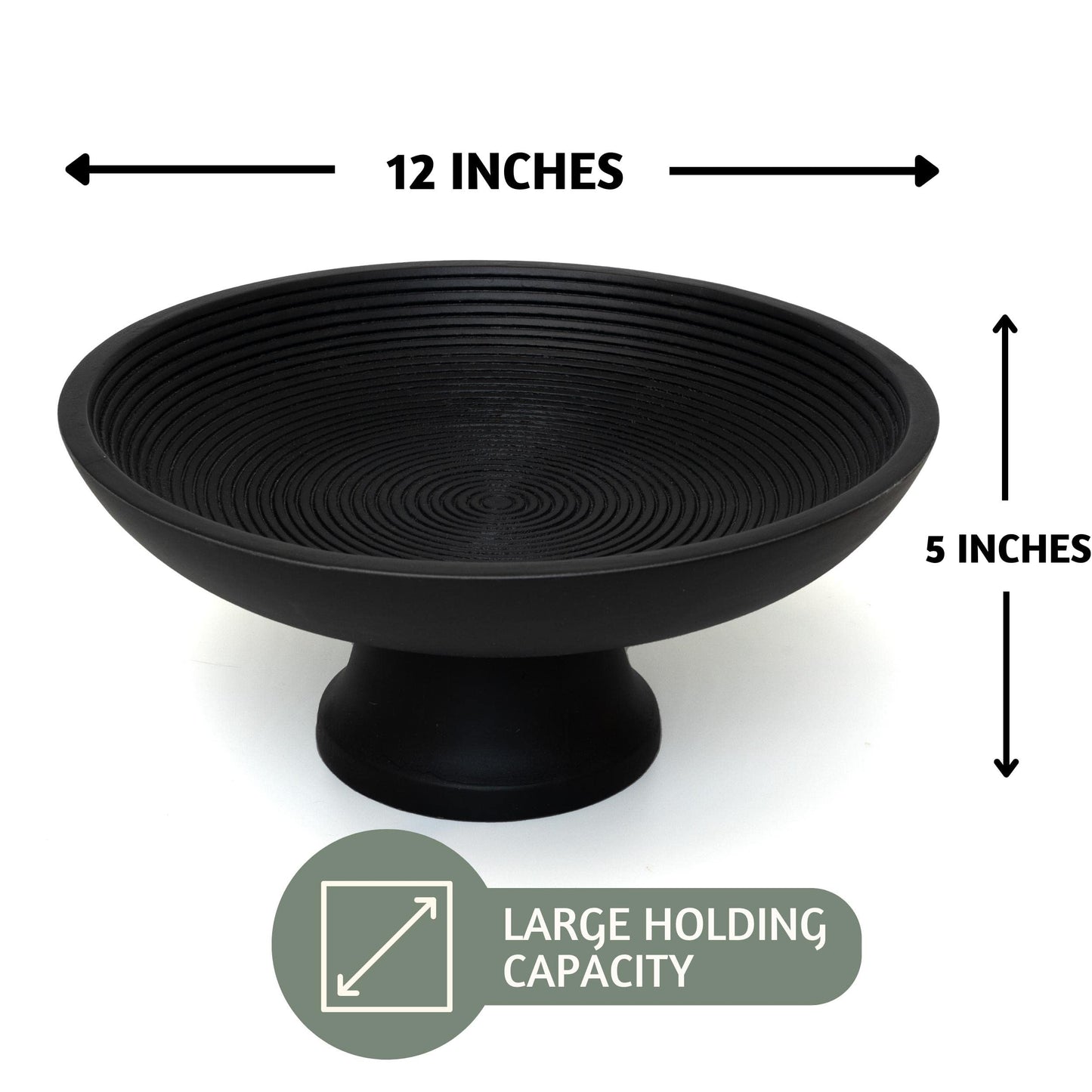 Acacia Wood Fruit Bowl for Kitchen Counter 12" Large