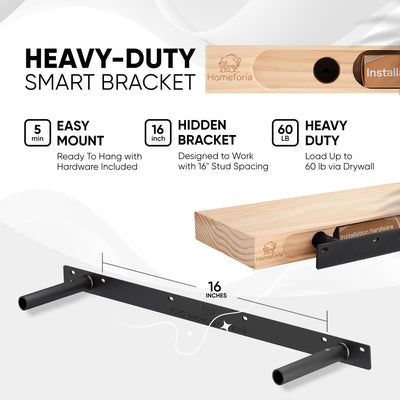 Floating Wooden Shelves for Kitchen Wall Mounted - Thick Industrial Kitchen Wood Shelf Set of 2