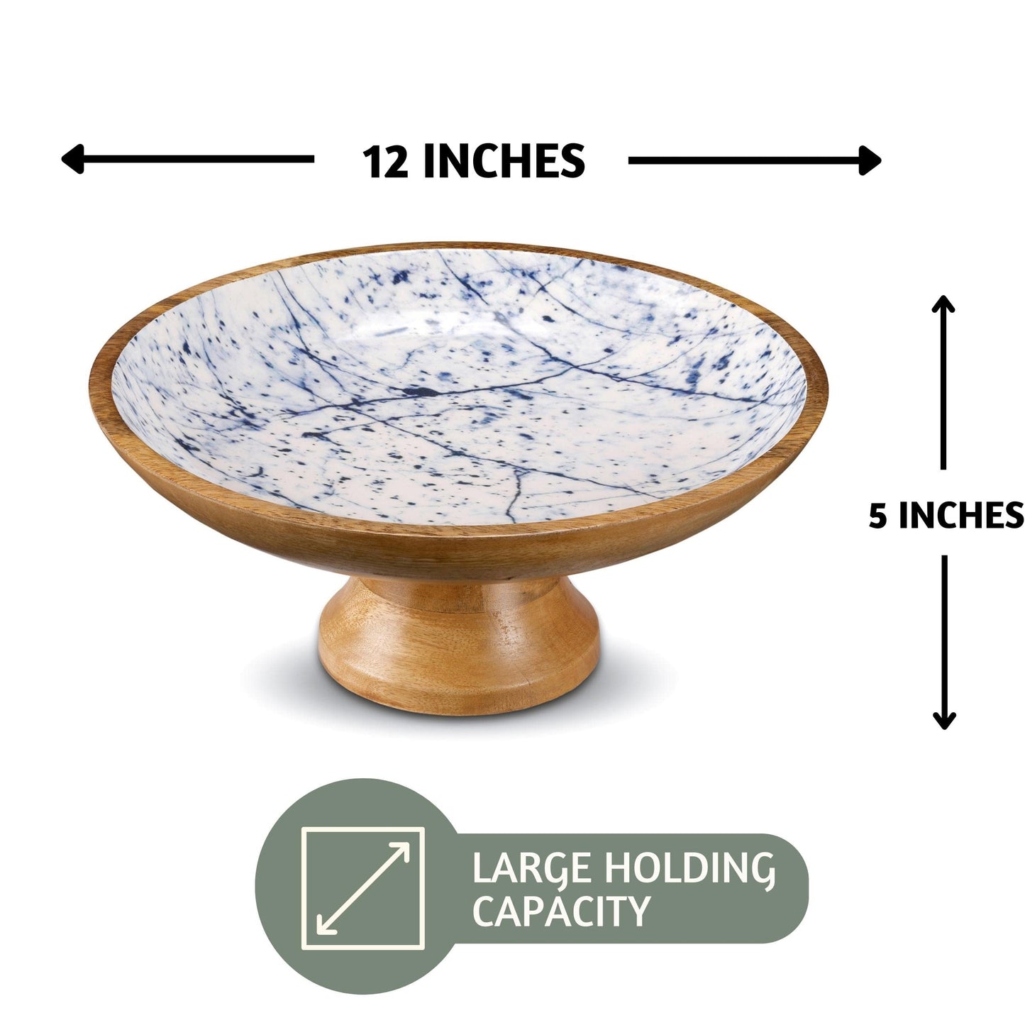 Acacia Wood Fruit Bowl for Kitchen Counter 12" Large