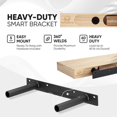 Floating Wooden Shelves for Kitchen Wall Mounted - Thick Industrial Kitchen Wood Shelf Set of 2