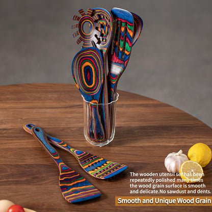 7-Piece wood Utensils Set, Durable, Eco-Friendly, Wooden Spoons for cooking, Kitchen Tool