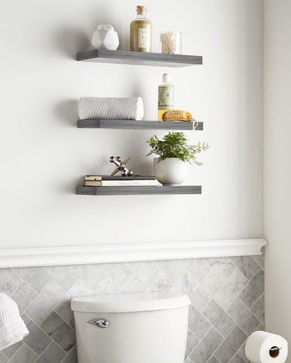 Floating Wood Shelves - Wall Mounted, for Kitchen, with 22lbs Capacity Set of 3